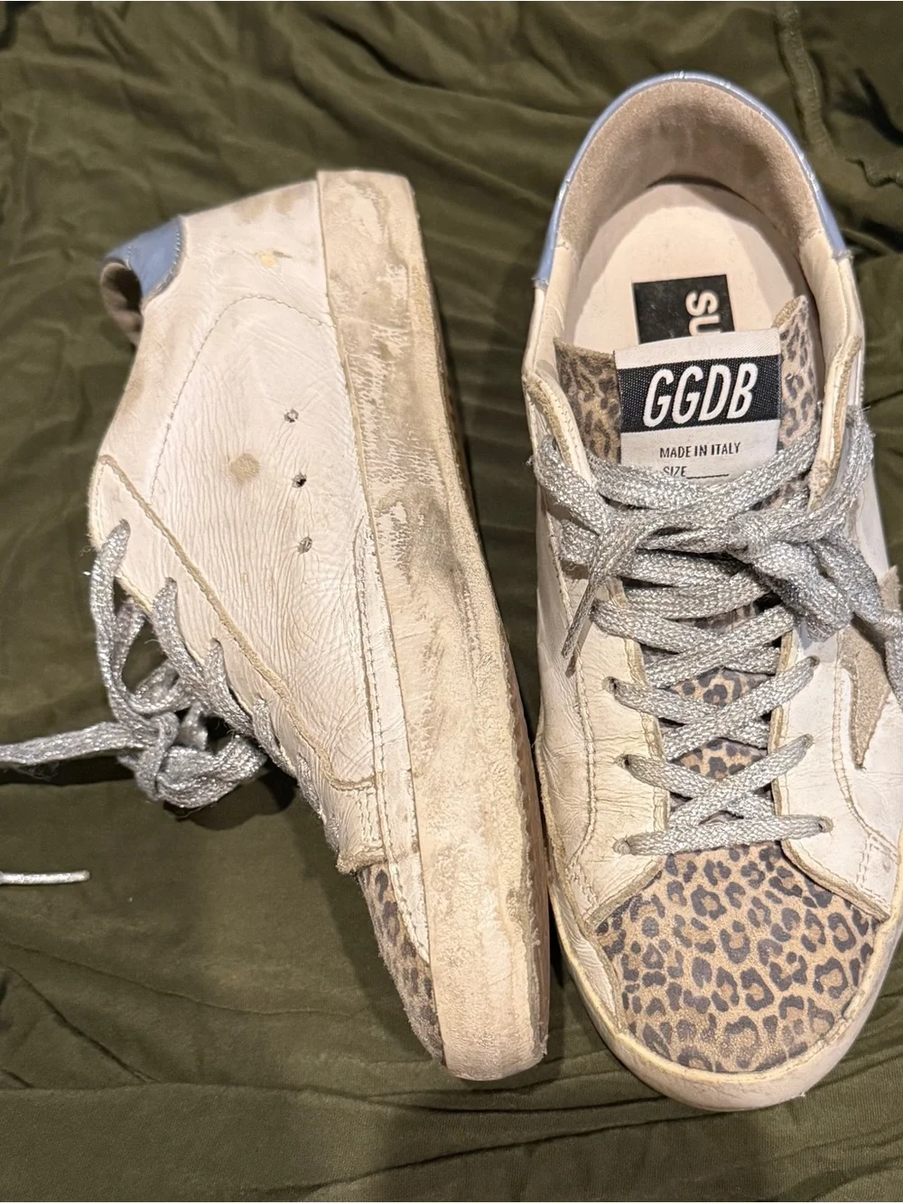 Golden Goose Super-Star Sneakers in White and Light Blue size 37